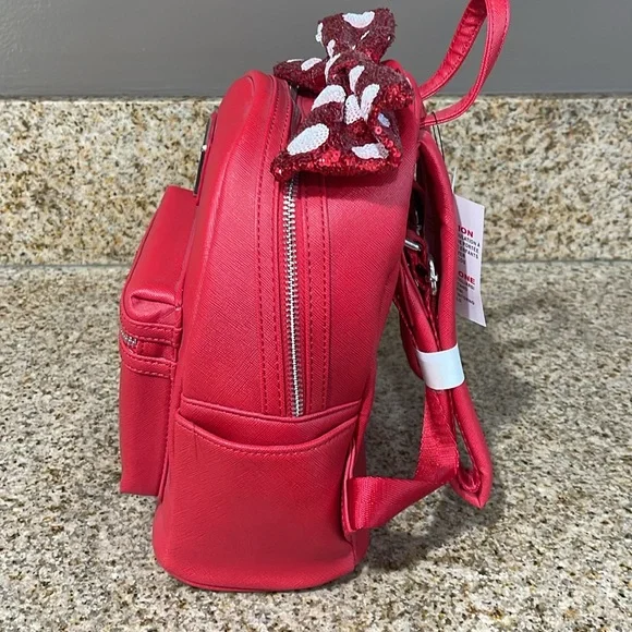 Disney Parks Loungefly Minnie Mouse Sequin Bow Mini Backpack - Picture 3 of 6